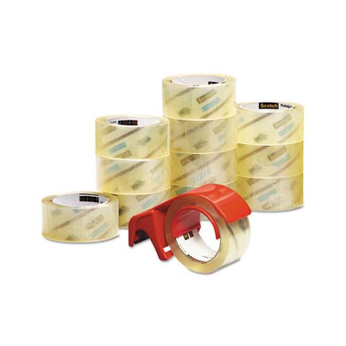 3750 Commercial Grade Packaging Tape With Dp300 Dispenser, 3" Core, 1.88" X 54.6 Yds, Clear, 12-pack