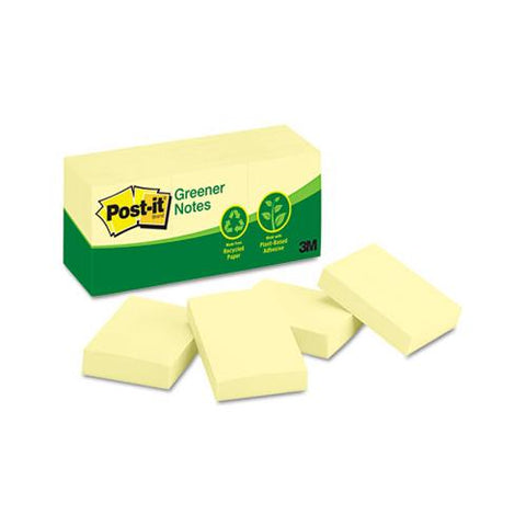 Recycled Note Pads, 1 1-2 X 2, Canary Yellow, 100-sheet, 12-pack