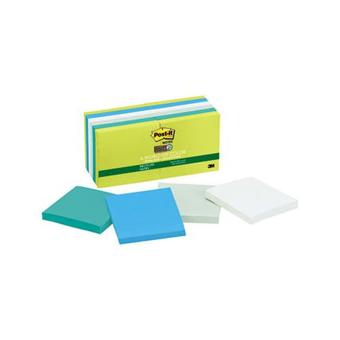 Recycled Notes In Bora Bora Colors, 3 X 3, 90-sheet, 12-pack