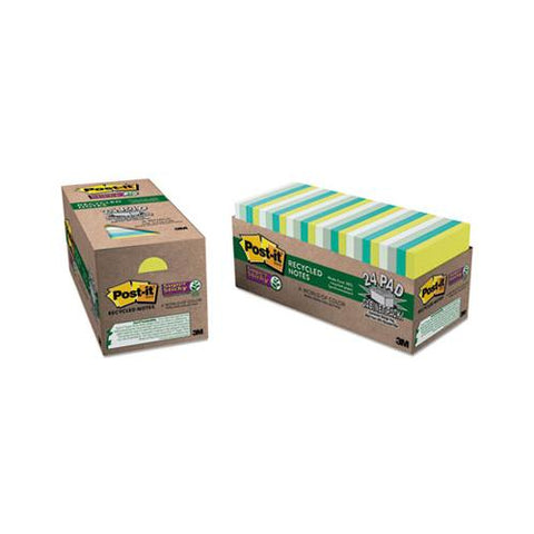 Recycled Notes In Bora Bora Colors, 3 X 3, 70-sheet, 24-pack