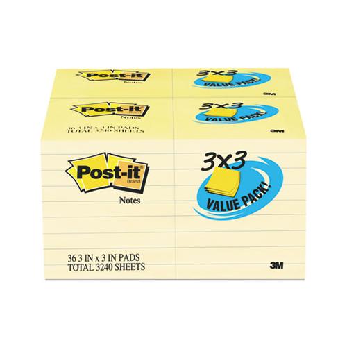Original Pads Value Pack, 3 X 3, Canary Yellow, 90 Sheets-pad, 36 Pads-pack