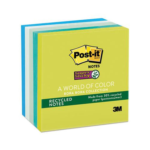 Recycled Notes In Bora Bora Colors, 3 X 3, 90-sheet, 5-pack