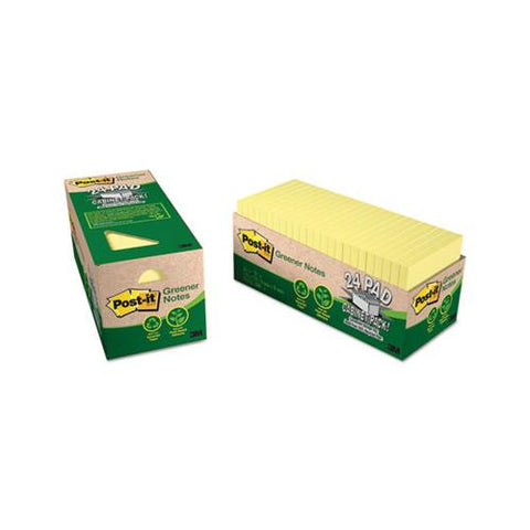 Recycled Note Pad Cabinet Pack, 3 X 3, Canary Yellow, 75-sheet, 24-pack