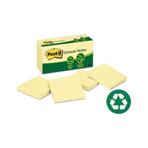 Recycled Note Pads, 3 X 3, Canary Yellow, 100-sheet, 12-pack