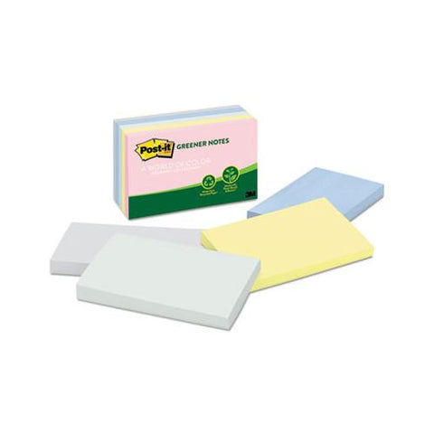 Recycled Note Pads, 3 X 5, Assorted Helsinki Colors, 100-sheet, 5-pack