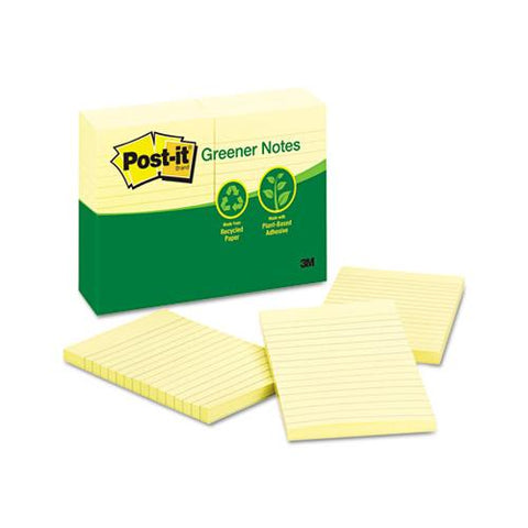 Recycled Note Pads, 4 X 6, Lined, Canary Yellow, 100-sheet, 12-pack
