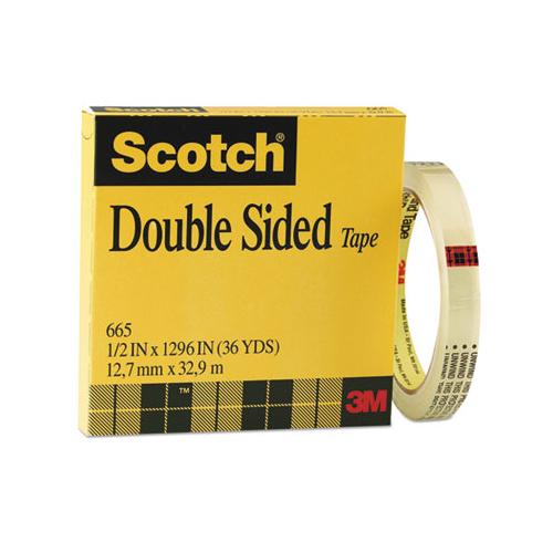 Double-sided Tape, 3" Core, 0.5" X 36 Yds, Clear