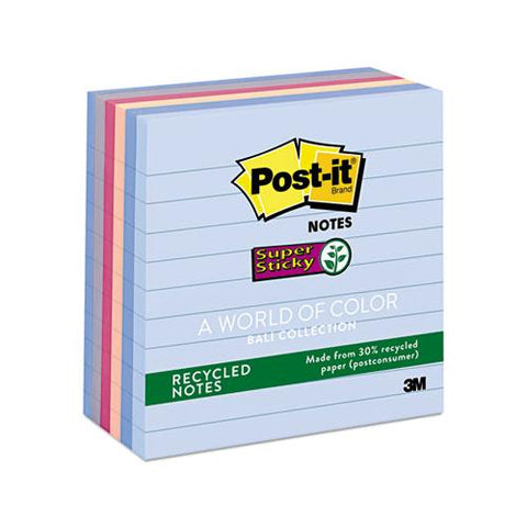 Recycled Notes In Bali Colors, Lined, 4 X 4, 90-sheet, 6-pack
