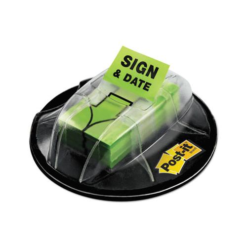 Page Flags In Dispenser, "sign & Date", Bright Green, 200 Flags-dispenser