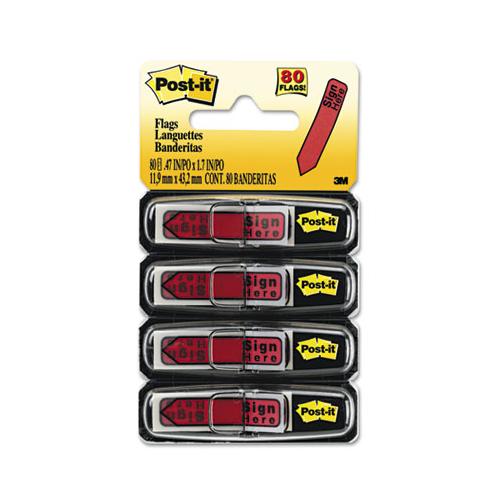 Arrow Message 1-2" Page Flags In Dispenser, "sign Here", Red, 80-pack