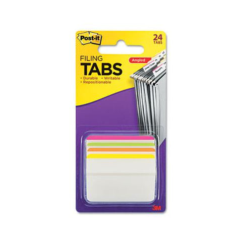 2" Angled Tabs, Lined, 1-5-cut Tabs, Assorted Brights, 2" Wide, 24-pack