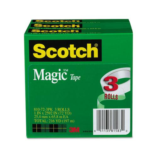 Magic Tape Refill, 3" Core, 1" X 72 Yds, Clear, 3-pack