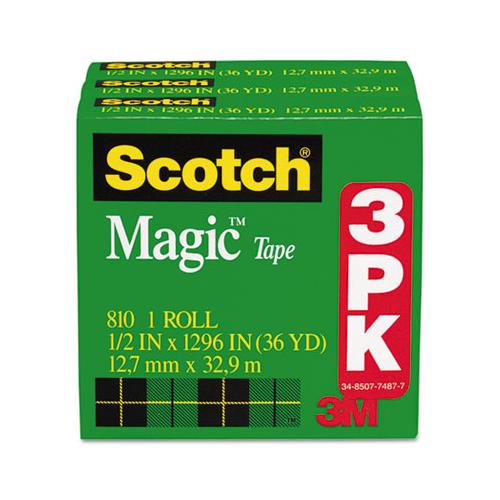 Magic Tape Refill, 1" Core, 0.5" X 36 Yds, Clear, 3-pack