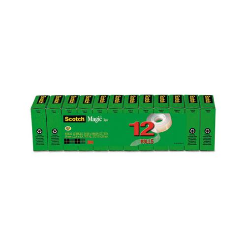 Magic Tape Value Pack, 1" Core, 0.75" X 83.33 Ft, Clear, 12-pack