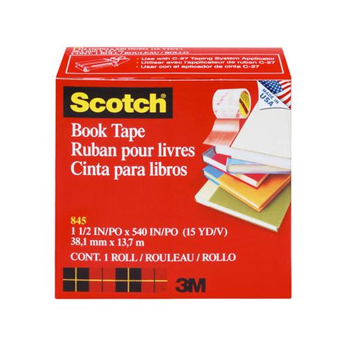 Book Tape, 3" Core, 1.5" X 15 Yds, Clear