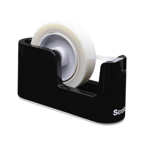Heavy Duty Weighted Desktop Tape Dispenser, 1"-3" Core, Plastic, Black
