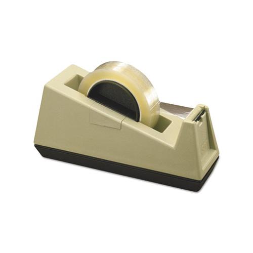 Heavy-duty Weighted Desktop Tape Dispenser, 3" Core, Plastic, Putty-brown