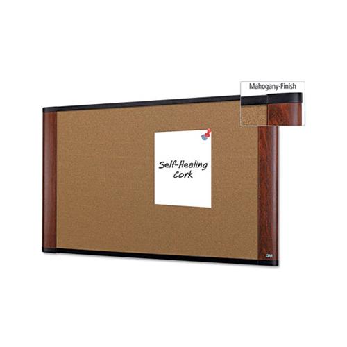 Cork Bulletin Board, 48 X 36, Aluminum Frame W-mahogany Wood Grained Finish
