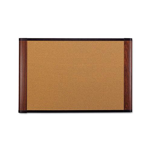 Cork Bulletin Board, 72 X 48, Aluminum Frame W-mahogany Wood Grained Finish