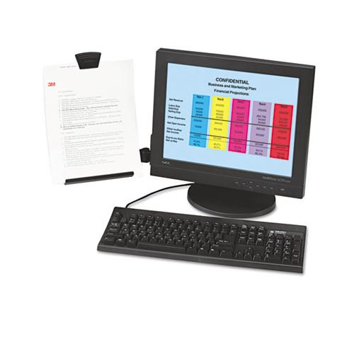 Clip Copyholder, Flat Panel Monitor Mount, Plastic, Holds 35 Sheets, Black-clear