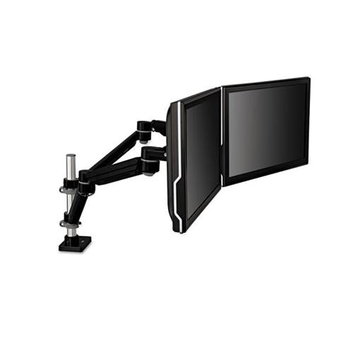 Easy-adjust Dual Monitor Arm, 4.5w X 25.5d X 27h, Black-gray