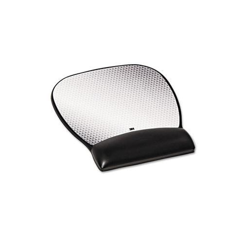 Precise Leatherette Mouse Pad W-wrist Rest, Nonskid Base, 8-3-4 X 9-1-4, Black