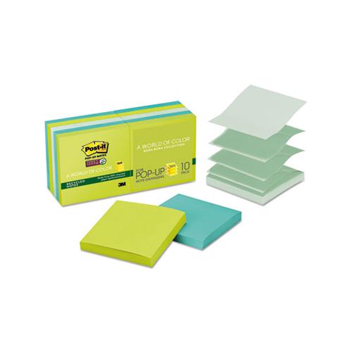Pop-up Recycled Notes In Bora Bora Colors, 3 X 3, 90-sheet, 10-pack