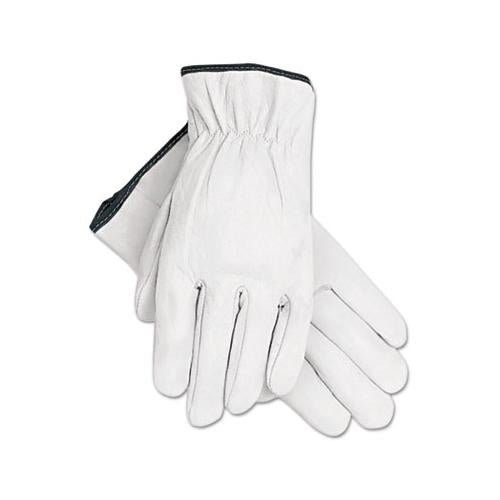 Grain Goatskin Driver Gloves, White, X-large, 12 Pairs