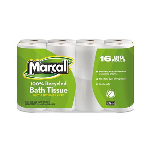 100% Recycled Two-ply Bath Tissue, Septic Safe, White, 168 Sheets-roll, 96 Rolls-carton