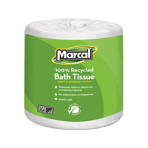 100% Recycled Two-ply Bath Tissue, Septic Safe, White, 330 Sheets-roll, 48 Rolls-carton