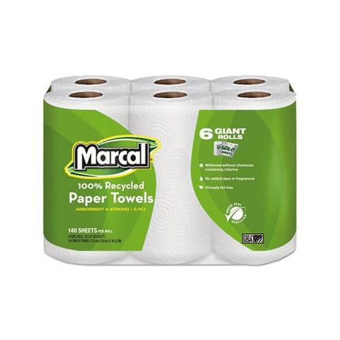 100% Recycled Roll Towels, 2-ply, 5 1-2 X 11, 140-roll, 24 Rolls-carton