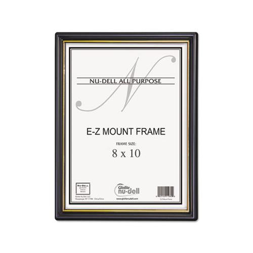 Ez Mount Document Frame-accent, Plastic Face, 8 X 10, Black-gold