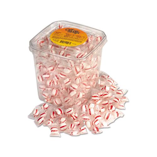 Candy Tubs, Peppermint Puffs, Individually Wrapped, 44 Oz Resealable Plastic Tub