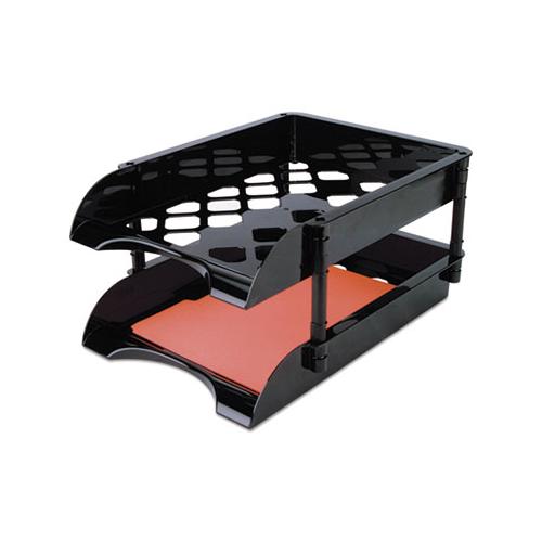 High-capacity Tray Set, 2 Sections, Legal Size Files, 11.5" X 15.5" X 5.75", Black, 2-pack