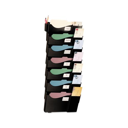 Grande Central Wall Filing System, Seven Pockets, 16 5-8 X 4 3-4 X 38 1-4, Black