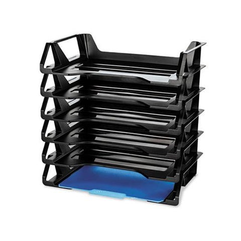 Recycled Side Load Desk Tray, 6 Sections, Letter Size Files, 15.13" X 8.88" X 15", Black, 6-pack