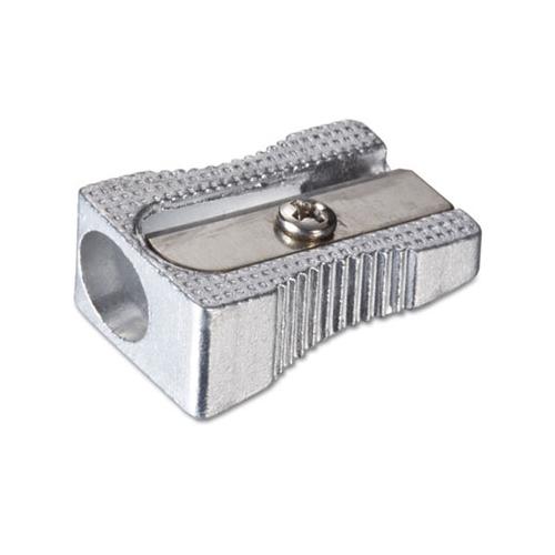 Metal Pencil Sharpener, 0.63" X 1" X 0.38", Metallic Silver