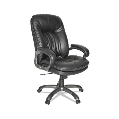 Executive Swivel-tilt Leather High-back Chair, Supports Up To 250 Lbs., Black Seat-black Back, Black Base