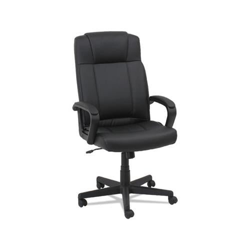 Leather High-back Chair, Supports Up To 250 Lbs., Black Seat-black Back, Black Base