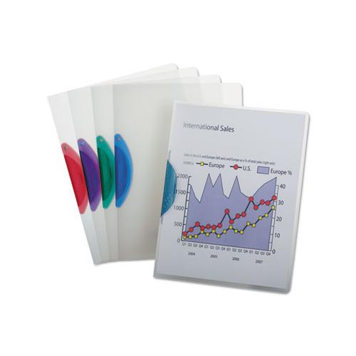 Gatelock No Punch Report Cover W-clip, Letter, Holds 30 Pages, Assorted, 25-box
