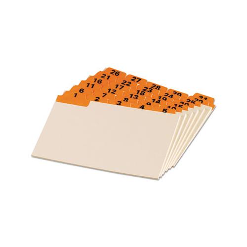 Manila Index Card Guides With Laminated Tabs, 1-5-cut Top Tab, 1 To 31, 4 X 6, Manila, 31-set
