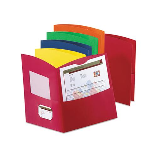 Contour Twin-pocket Reycled Paper Folders, 100-sheet Capacity, Assorted Colors