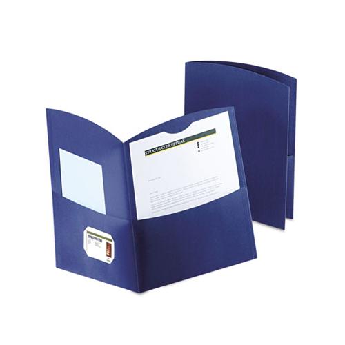Contour Two-pocket Recycled Paper Folder, 100-sheet Capacity, Dark Blue