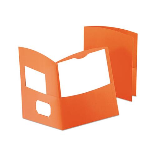 Contour Two-pocket Recycled Paper Folder, 100-sheet Capacity, Orange
