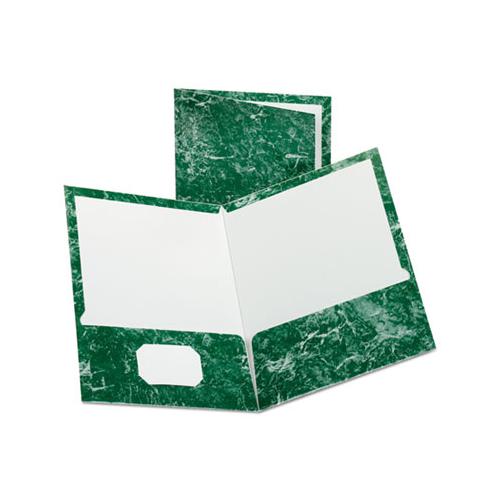 Marble Design Laminated High Gloss Twin Pocket Folder, Emerald Green, 25-box