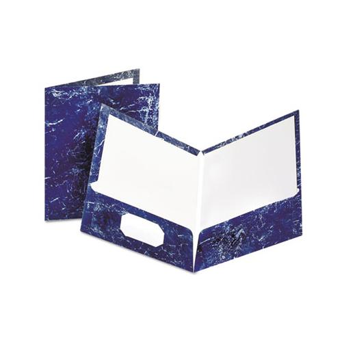 Marble Design Laminated High Gloss Twin Pocket Folder,navy, 25-box