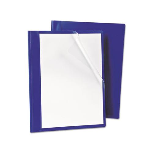 Presslock Report Cover, Prong Clip, Letter, 1-2" Capacity, Clear-blue, 25-box