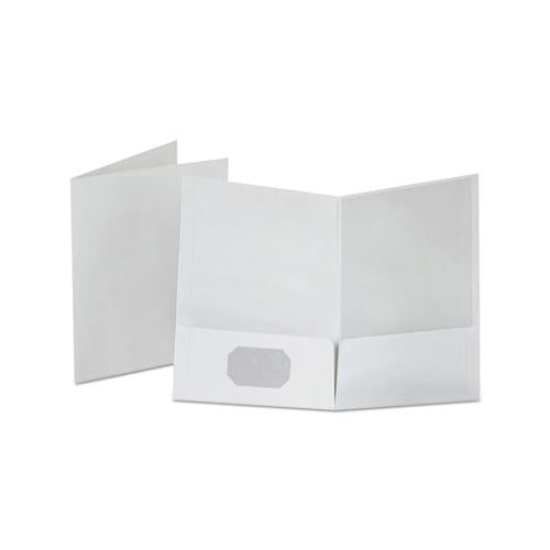 Linen Finish Twin Pocket Folders, Letter, White, 25-box