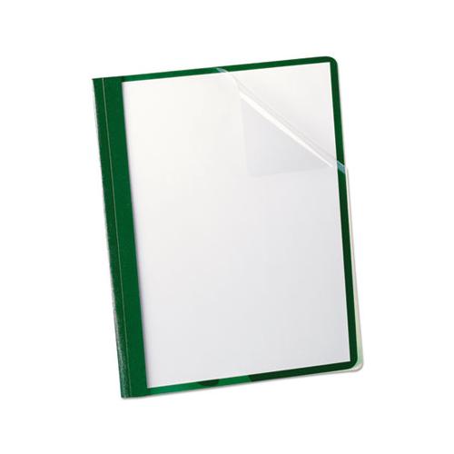 Clear Front Report Cover, 3 Fasteners, Letter, 1-2" Capacity, Green, 25-box