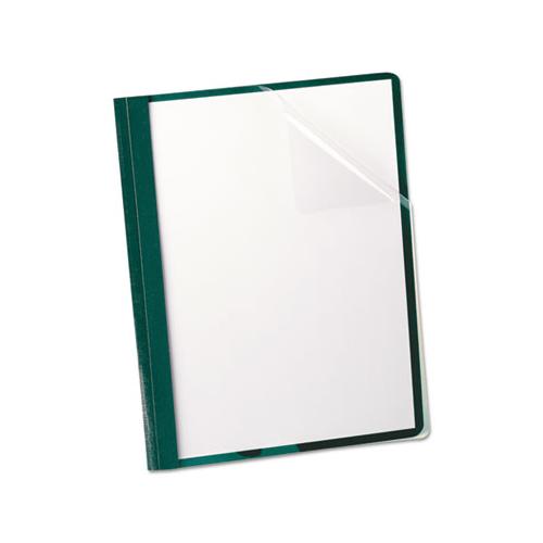 Clear Front Report Cover, 3 Fasteners, Letter, 1-2" Capacity, Green, 25-box